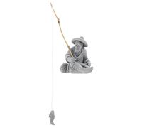 OSOLADY Figurine Miniature de Pêcheur en Grès Canne à Pêche, Ornement Décoratif pour Aquarium et Jardin Zen, Statue Délicate de Pêcheur Chinois pour Aménagement Paysager, Décoration