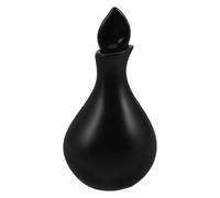 OSOLADY Flacon d'huile essentielle en céramique pour aromathérapie - Pot en porcelaine noire avec couvercle à motif de feuille - 40 ml / 1,35 oz - Diffuseur de parfum décoratif pour chambre