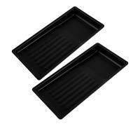 OSOLADY Lot de 2 plateaux en acier inoxydable pour présenter vos outils de nail art - 19,9 x 10 x 1,5 cm - Organisateur de bijoux et maquillage - Plateau de rangement en métal pour salon de beauté,