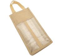 OSOLADY Paquet Présent en Lin Fenêtre Transparente, Design Rustique 2 Compartiments Solide et Poignée Solide, pour Fêtes et Noël pour Bouteille de Vin