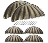 OSOLADY Poignées Coquille Vintage Design Demi-cercle en Alliage de Zinc Or Lot de 6 Résistantes et Faciles à Installer pour Meubles et Tiroirs