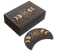 OSOLADY Porte-Cartes de Tarot en Bois 15,8x10,6x5 cm avec Coffret Lune, Support pour Cartes divinatoires, présentoir pour autel Wicca, Accessoire Pratique pour et décoration
