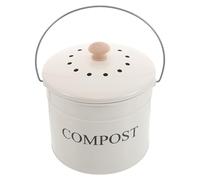 OSOLADY Poubelle à Compost de Comptoir Nettoyage Facile, pour Déchets Alimentaires Bac à Compost Cuisine avec Couvercle, Grosse Capacité, Acier Galvanisé, Blanc Appartement et Jardin