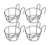 OSOLADY Support Suspendu en Fer Noir Installation Facile et Ventilation 4 Pièces Motif Ajouré, Finition Laquée pour Jardinière Balcon pour Rambarde Extérieure