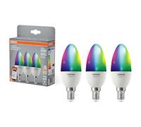 Osram Ampoule LED SMART+ B40 RGBW E14, pack de 3, forme de bougie | SMART+ MATTER Multicolor Classic, LED Lamps, Blanc, 39 mm dia, 20000 h, pack de 3