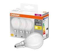 Ampoule LED ronde en verre 4 W culot E14 Blanc chaud, mat - lot de 3
