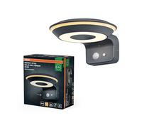 Osram Applique murale solaire ENDURA Style Glow, deux anneaux lumineux contrôlables séparément, lumière blanc chaud 3000K, capteur intégré, utilisable sans alimentation, protection IP44, gris foncé