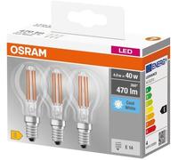 OSRAM Boite de 3 Ampoules LED clair sphérique E14 4W - Blanc froid