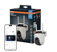 OSRAM SMART+ Caméra WiFi d'extérieur 360° 4MP 2K IP65, inclinaison panoramique, vision nocturne 10m, compatible Alexa, extérieur, blanc
