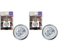 Osram DOT-it CLASSIC flexible luminaire LED à piles, en plastique argenté, protection IP20, pour garde-robe, cuisine et comme veilleuse (Lot de 2)