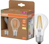 Osram LED Superstar Classic A 60 en forme d'ampouclassique, corps en verre transparent, 3,8 W, 806 lm,E27, lumière blanc chaud 2700 K diamètre 60 mm, lot de 2