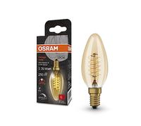 Osram Lampe à LED Vintage 1906 avec teinte dorée, 3,4 W, 250lm, lampe à bougie classique (classique B) avec coiffeur E14, couleur de lumière blanche chaude, filament en spirale, dimmable