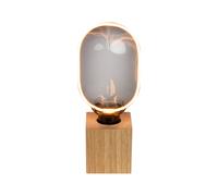 Osram Lampe de table Décor bois, 24,5 cm de haut, blanc chaud confortable, 1800 K, bois d’hévéa, E27, LED remplaçable