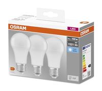 Osram Lampe LED Base Classic A, en forme d'ampoule avec douille E27, non dimmable, remplace 100 watts, mat, blanc froid - 4000 Kelvin, lot de 3