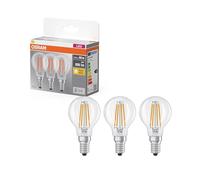 Osram Lampe LED Culot mini boule E14 transparente 2700K blanc chaud, LED | LED Base Classic P 60 Filament, LED Lamps, Clair, 45 mm dia, 10000 h, pack de 3