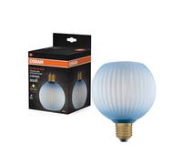 Osram Lampe LED DECOR FLAT en verre coloré, globe Ø125mm, bleu, E27, 3,5W, 300lm, 2700K, blanc chaud, IP20, effet de couleur