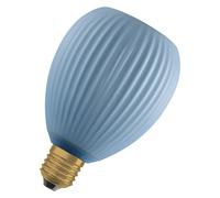 Osram Lampe LED DECOR FLAT en verre coloré, ovale Ø110mm, bleu, E27, 3,5W, 300lm, 2700K, blanc chaud, IP20, effet de couleur