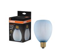 Osram Lampe LED DECOR FLAT en verre coloré, ovale Ø110mm, bleu, E27, 3,5W, | DECOR LED FLAT LAMP 3.5W 827 E27 Non-DIM, LED Lamps, Bleu, 110 mm dia, 25000 h, pack de 1