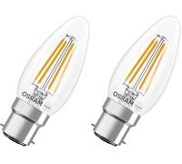 Osram Lampe LED Filament Star B40 mini bougie 3,4 W 840, 4 000 K blanc froid, B22d, transparente, 470 lm, durée de vie 15 000 h (Lot de 2)