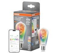 Osram Lampe LED SMART+ Edison 40 Filament E27, RGBW, compatible Matter, connexion WiFi, application et commande vocale, 4,8 W, multicolore, dimmable