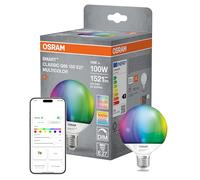 Osram Lampe LED SMART+ Matter G95 Globe 14W E27 RGBW, dimmable, contrôlable via application et commande vocale, compatible avec Alexa, Google, Apple, WiFi