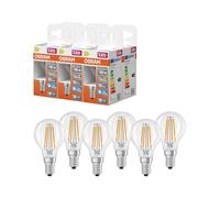 Osram Lampe LED Star Globe P40 Filament, 6 500 K blanc froid lumière du jour, 3,4 W, E14, transparente, 470 lm, pour luminaires de table et suspendus, 15 000 h,6-Pack
