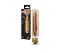 Osram Lampe LED Vintage 1906 avec teinte dorée, 4,8 W, 400lm, forme de tube spécial avec 32 mm de diamètre et sockel E27, couleur de lumière blanche chaude, filament droit, dimmable de durée de vie
