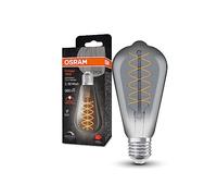 Osram Lampe LED Vintage 1906 avec teinte fumée, 7,8W, 360lm, forme Edison avec 64 mm de diamètre et socket E27, couleur de lumière blanche chaude, filament en spirale, dimmable de durée de vie