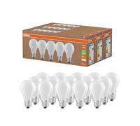 Osram Lampes LED très efficaces avec efficacité énergétique A, Pack avantage avec 15 ampoules, remplace les ampoules à incandescence 100W, blanc chaud (2700K), E27, verre mat