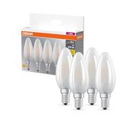 Osram LED BASE B40, pack avantage de 4 lampes, remplace les ampoules 40W classiques, 4W, blanc chaud (2700K), verre mat, non dimmable, forme de bougie, E14