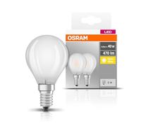 Osram LED BASE CLASSIC P / Lampe LED, de forme sphérique: E14, 4 W, 220…240 V, 40 W remplacement, Warm White, 2700 K, 2pack