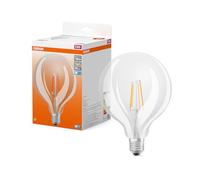 OSRAM LED Star Globe LED-Lampe in klassischer Ballform, 7 W / 806 lm, 4000 K für kaltweißes Licht, CRI 80, klares bleifreies Glas, E27 Sockel, IP20, EEK E, 125 mm Durchmesser.