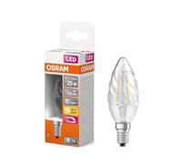 Osram LED Superstar Classic avec filament en forme de mini bougie torsadée classique, verre transparent sans plomb, 2,8 W, 250 lm, lumière (2700 K), culot E 14, diamètre 35 mm, IP20, dimmable.