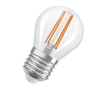 Osram LED Superstar Classic P 40 en forme de mini bouclassique, corps en verre transparent, 2,2 W, 470 lm,E27, lumière blanc chaud de 2700 K, EEK A, diamètre 45 mm.