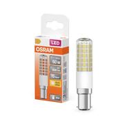 Osram LED T Slim slim multicolour LED lamp made of plastic with B15d base, T-shape, 6.5 W / 806 lm, clear, warm white light with 2,700 K, non-dimmable, 18-mm diameter, CRI 80.
