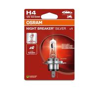 Osram NIGHT BREAKER® SILVER, H4, halogen headlight lamp, Single Blister (1 lamp)