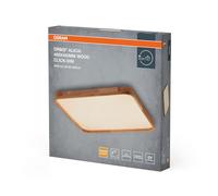 Osram ORBIS Alicia Plafonnier LED avec décor en bois, 16 W, 2500 lm, 3000 K, 495 x 495 mm, blanc chaud agréable, intensité variable par clic, protection IP20, vis de montage et chevilles incluses
