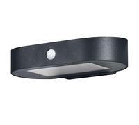 Osram Petite applique solaire ENDURA Style Oval, lumière blanc chaud 3000K, capteur intégré, utilisable sans alimentation, longue autonomie : 30 fois 60 secondes en mode PIR, protection IP44, noir
