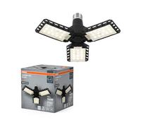 OSRAM Plafonnier Highbay Blade en plastique noir, avec lames lumineuses réglables, offre 17 W ou 1700 lm en blanc neutre avec 4000 K, filetage E27, diamètre 231 mm, IP20