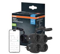 OSRAM Prise extérieure SMART+ WiFi Matter Outdoor Plug, 3680 W, 16 A, IP44, noire, pour jardin et balcon,4-Pack