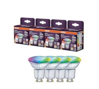 Osram SMART LED Spot PAR16 Réflecteur GU10, 4,9 W ZigBee 3.0, RGBW 16 millions de couleurs, dimmable, contrôle par application, Alexa,4-Pack