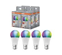 OSRAM SMART+ RGBW, lampe LED B22d avec Matter over Wifi, spécialement conçue pour ALEXA,remplace 60W, blanc chaud à blanc froid, 16 millions de couleurs RGB, pack de 4,non compatible avec appli SMART+