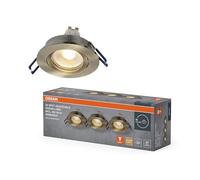 Osram Spot Set Spot LED encastrable DIM 6W laiton patiné 85mm, 500lm 2700K blanc chaud, IRC≥80, aluminium dimmable, lot de 3