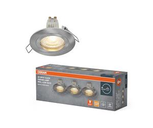 Osram Spot Set Spot LED encastrable GU10 4,5 W Satin Click, blanc chaud 2700 K, aluminium, installation facile par clic, lot de 3