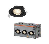 Osram Spot Set Spot LED encastrable Simple DIM, 4,9 W 827 Noir, lot de 3 interrupteurs muraux dimmables, blanc chaud 2700 K