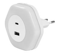 OSRAM Veilleuse LUNETTA HEXAGON, blanche, 5 W, 5 lm, lumière blanc chaud, connexion USB-A et USB-C, technologie LED, fonction de