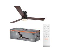 Osram Ventilateur de plafond LED Noir/Décor bois, Ø 132 cm, blanc froid, | Ceiling fan Caju, Ceiling Fans with Lighting, Noir|Bois décoratif, 1320 mm dia, 50000 h, pack de 1