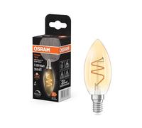 Osram Vintage 1906 Classic est une blanc chaud à intensité variaben forme de mini bougie avec un filament en spirale. Il propose 3,5 W, 300 lm,E14, verre doré, diamètre 35 mm, 2200 K.