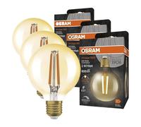 Osram Vintage 1906® Classic GLOBE80 FIL 60 LED lamp, E27, dimmable, spherical, gold, 7.2W, 806lm, 2400K, reduced warm white light, low energy consumption, long life (Lot de 3)