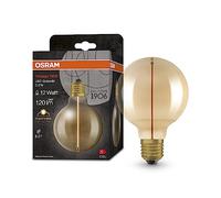 Osram Vintage 1906® Classic Globe95 Fil LED lampe, E27, forme sphérique, or, 2,2W, 120lm, 2700k, lumière blanche chaude, consommation d'énergie très faible, longue durée de vie, filament magnétique